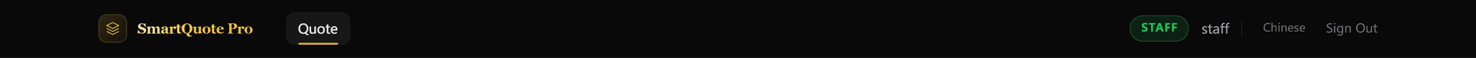 Staff navigation bar showing restricted, role-scoped menu